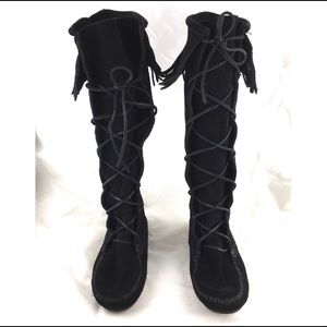 Minnetonka Black Lace Up Boots